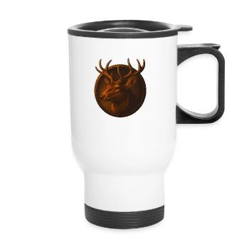 Hirsch Tierkopf Design in Emblem - Thermobecher mit Tragegriff - Weiß - Vorne