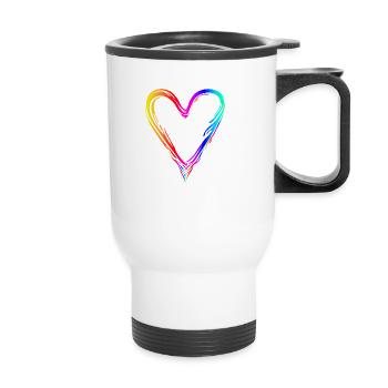 Colorful Heart Rainbow Gradient - Thermal mug with handle - white - Front