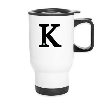 Buchstabe K Anfangsbuchstabe - Thermobecher mit Tragegriff - Weiß - Vorne