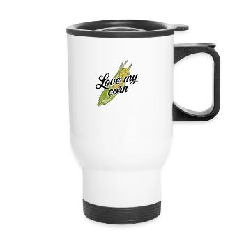 love my corn | Corn kukuruz corncob vegetarian - Thermal mug with handle - white - Front