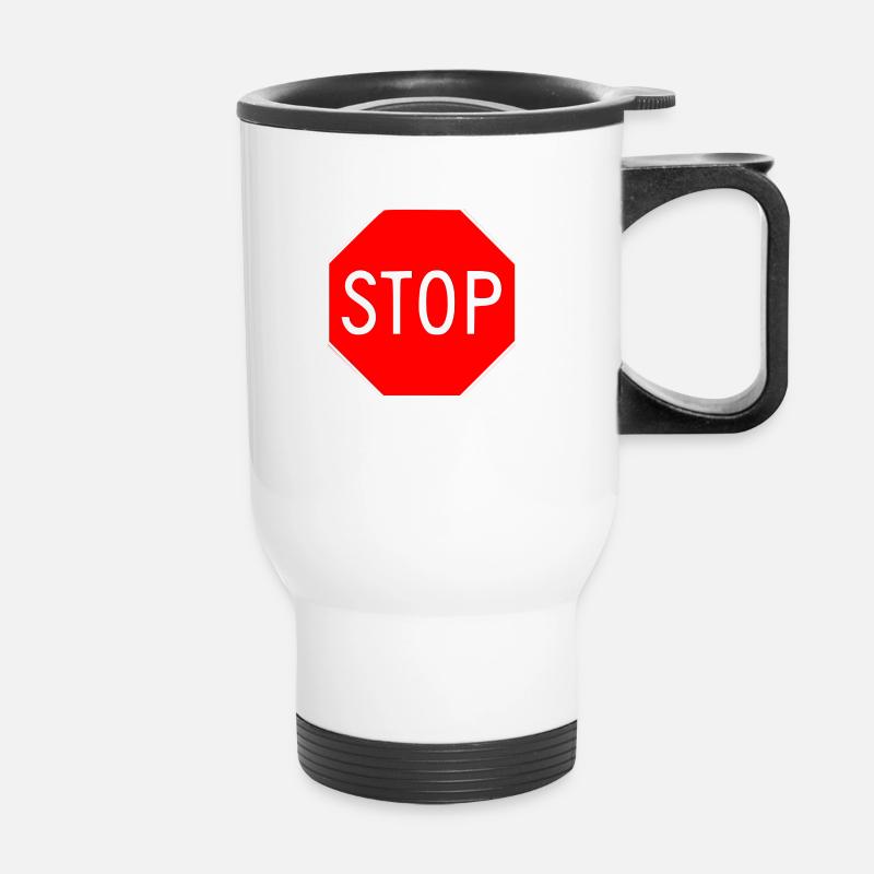 Panneau d'arrêt panneau d'arrêt - Tasse isotherme avec poignée - blanc