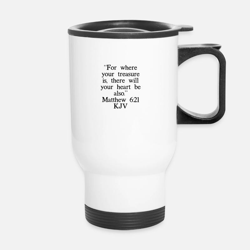 Matthieu 6:21 Chinois - Tasse isotherme avec poignée - blanc
