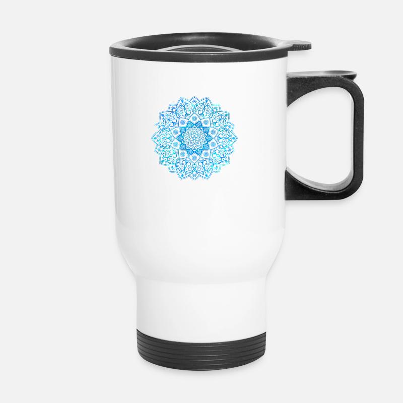 Mandala - Blau - Thermobecher mit Tragegriff - Weiß