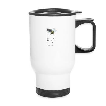 Hand-Drawn Bees Print "Bee Kind" - Thermal mug with handle - white - Front