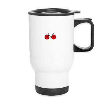 red racing bike - Thermal mug with handle - white - Front