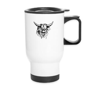 schottischer Highlander 03 schwarz und weiß - Thermobecher mit Tragegriff - Weiß - Vorne