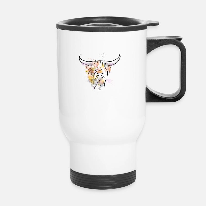 Scottish highlander digital art 02 - Thermal mug with handle - white