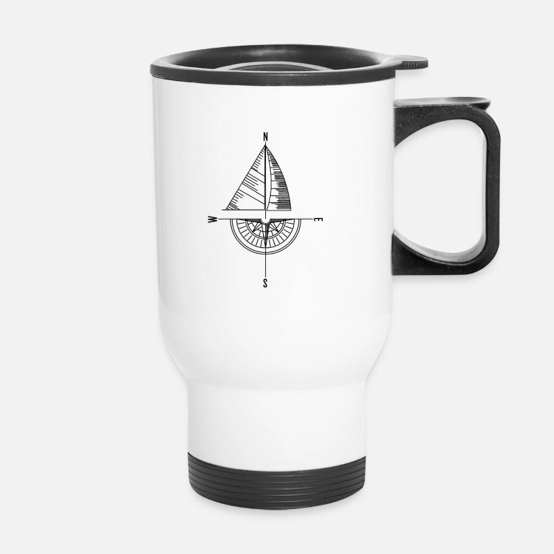 Sailboat Compass Sailor Gift - Thermal mug with handle - white