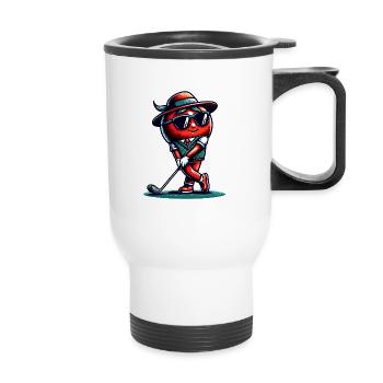 Fun golf tomato swings with style - Thermal mug with handle - white - Front