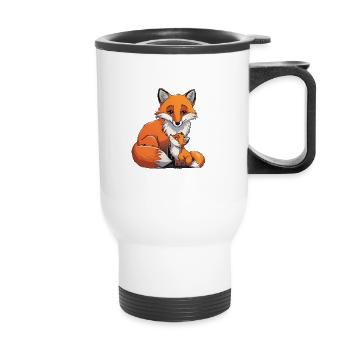 Fuchs Mama und Fuchs Baby - Thermobecher mit Tragegriff - Weiß - Vorne
