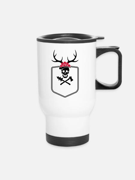 Schwarzwaldpiraten-Wappen - Thermobecher mit Tragegriff - Weiß