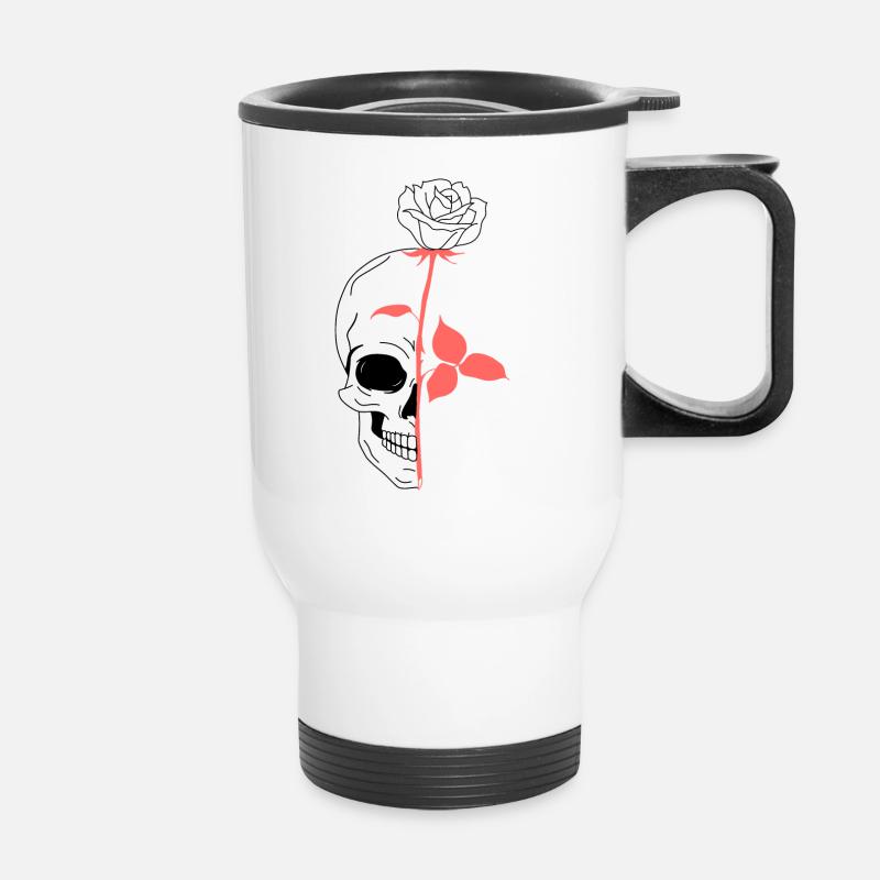 Pink skull skull - Thermal mug with handle - white