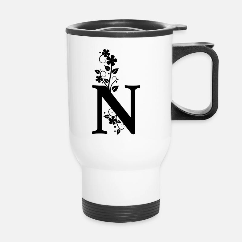 First letter N First name - Thermal mug with handle - white