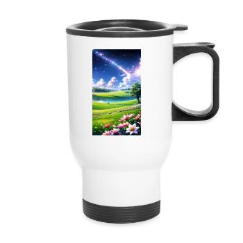 Landscape with 4 Areas, Generative AI - Thermal mug with handle - white - Front