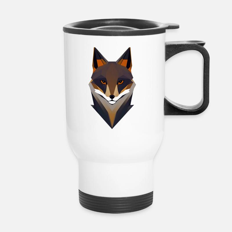 Geometric Fox - Thermal mug with handle - white