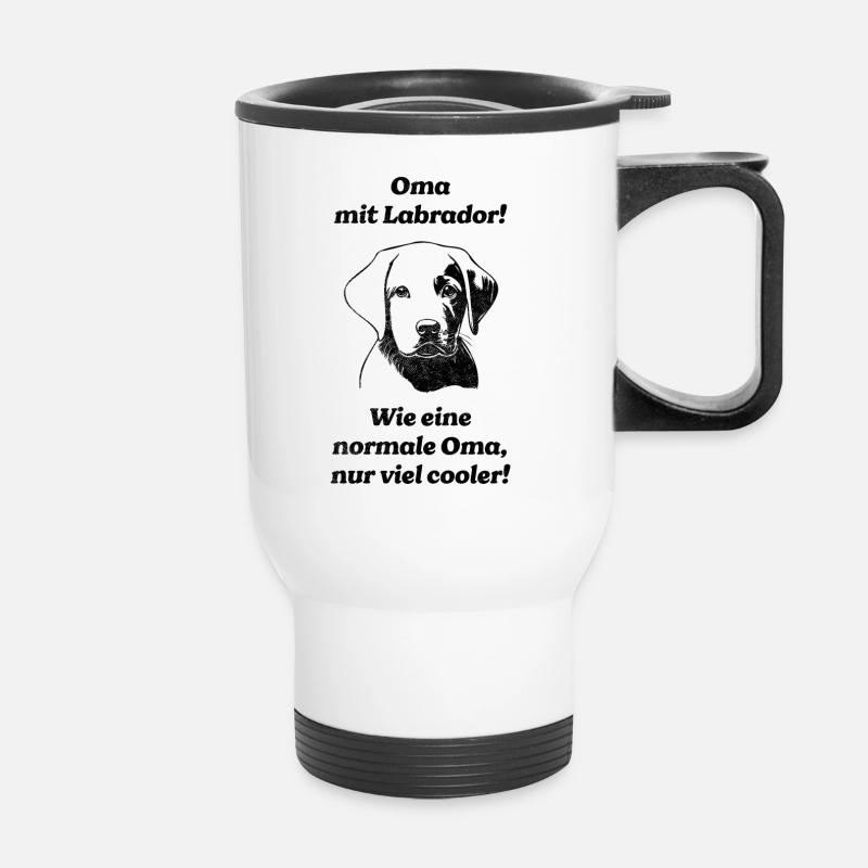Oma mit Labrador - Thermobecher mit Tragegriff - Weiß
