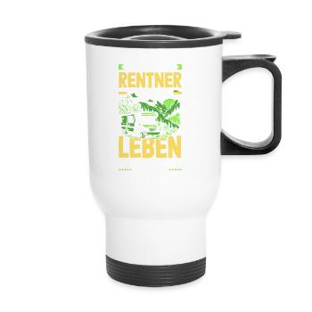 Endlich Rentner Zeit das Leben auf vier Rädern zu - Thermobecher mit Tragegriff - Weiß - Vorne
