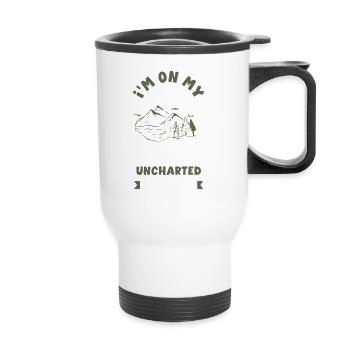 Je suis en route pour explorer des territoires inexplorés - Tasse isotherme avec poignée - blanc - Devant