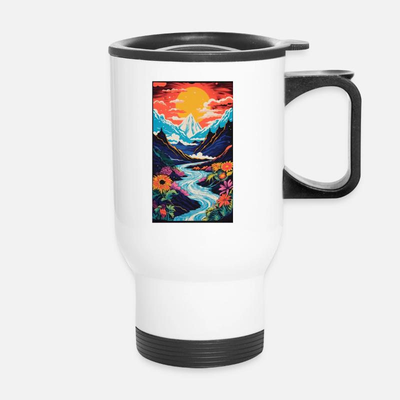 Nature effet Risographie - Tasse isotherme avec poignée - blanc