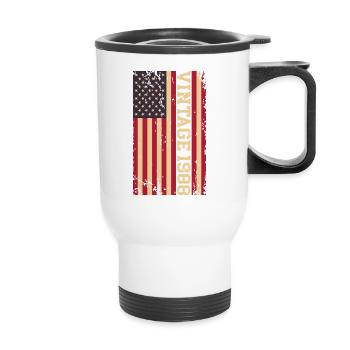 Vintage 1988 US Flagge - Thermobecher mit Tragegriff - Weiß - Vorne
