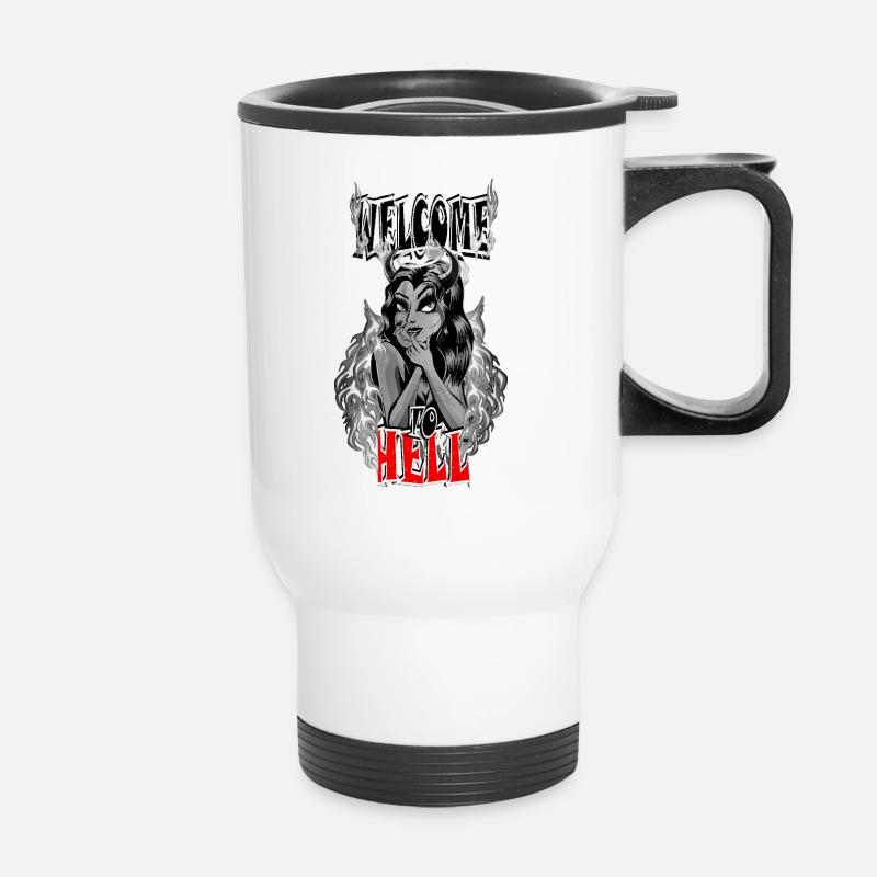 devil woman - Thermal mug with handle - white