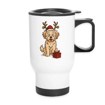 Maltipoo drôle de Noël - Tasse isotherme avec poignée - blanc - Devant