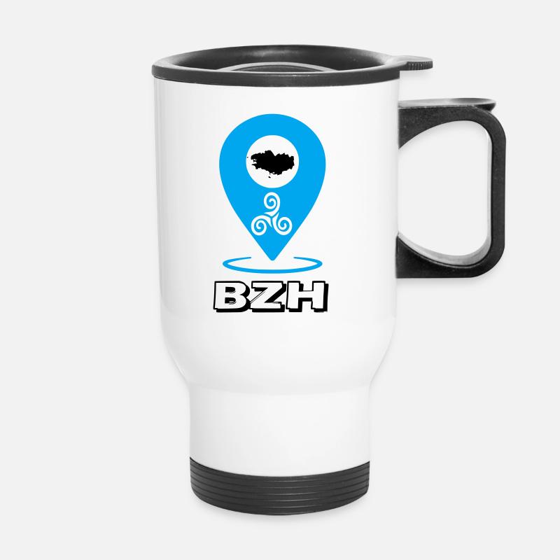 Triskel Breizh Bleu - Tasse isotherme avec poignée - blanc