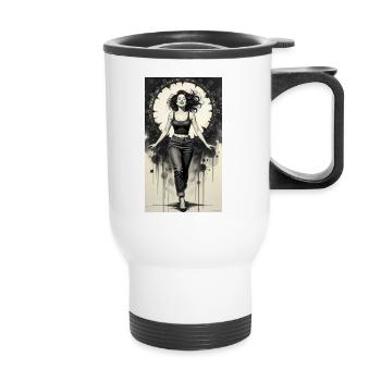 Monochrome Sirene und Iron Halo - Thermobecher mit Tragegriff - Weiß - Vorne