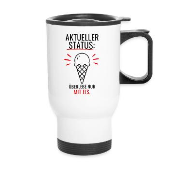 Eis geht immer - Fröhliches Sommer Sonne T-Shirt - Thermobecher mit Tragegriff - Weiß - Vorne