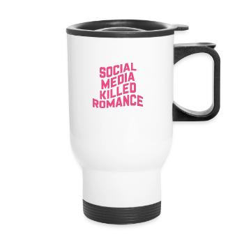 Social Media Killed Romance - Thermobecher mit Tragegriff - Weiß - Vorne