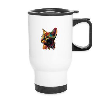 Abyssinian Cat Colorful Gaze - Thermobecher mit Tragegriff - Weiß - Vorne