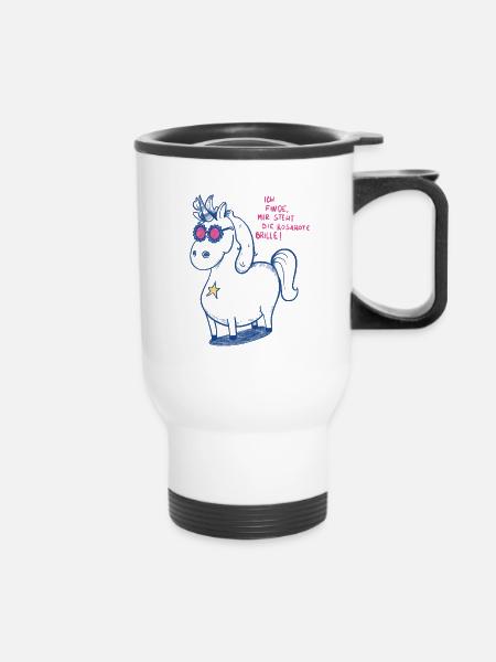 Mindset Einhorn - Thermobecher mit Tragegriff - Weiß