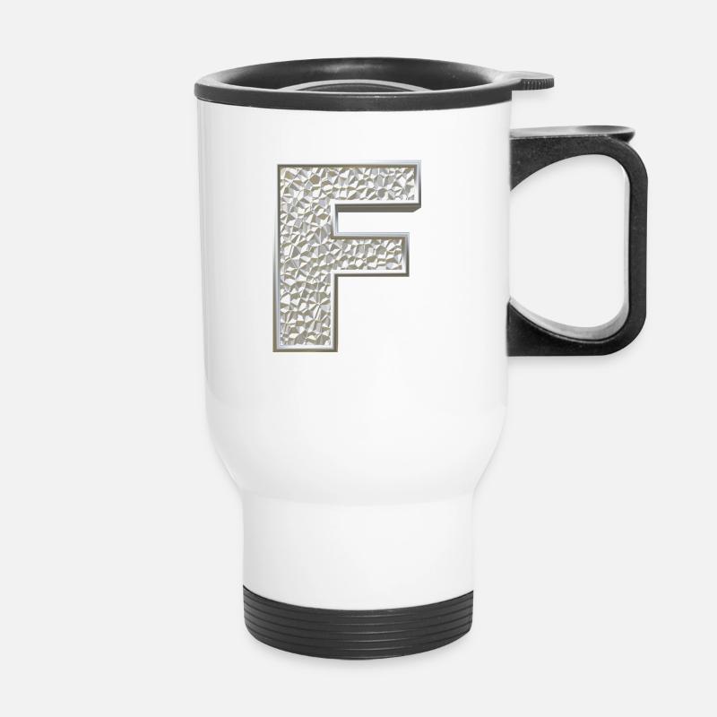 F, letter, letter F, initial, initial F, monogram, - Thermobecher mit Tragegriff - Weiß