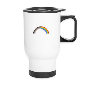LGBT Dein Mein Regenbogen - Lesben Gay Pride - Thermobecher mit Tragegriff - Weiß - Vorne
