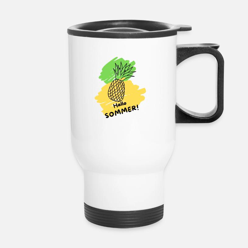 Hello Summer Fruit Pineapple Holiday Warmth - Thermal mug with handle - white
