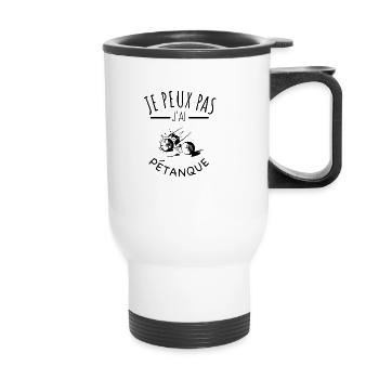 phrase culte pétanque citation apéro humour boules - Tasse isotherme avec poignée - blanc - Devant