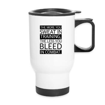 Le fitness, c’est ma vie | Sueur, Combat, Protéines - Tasse isotherme avec poignée - blanc - Devant