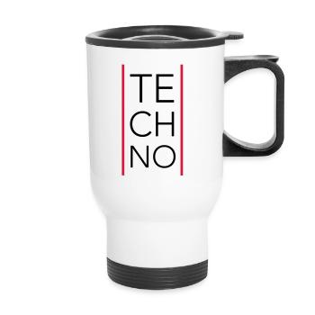 Techno - Thermobecher mit Tragegriff - Weiß - Vorne