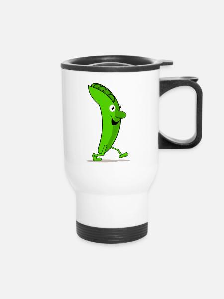 Funny pea - Thermobecher mit Tragegriff - Weiß