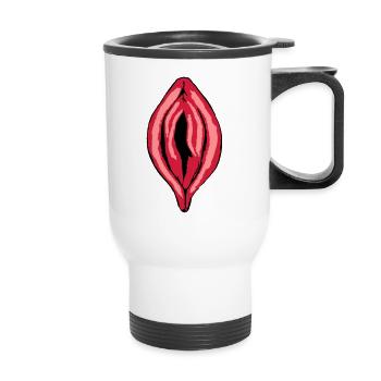 Lèvres Vagin Rouge Provocateur - Amour Lèvres Rouges Amour - Tasse isotherme avec poignée - blanc - Devant