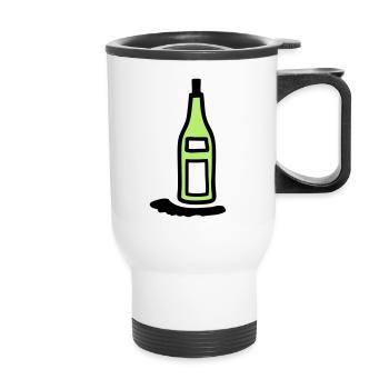 Flasche Weinflasche - V2 - Thermobecher mit Tragegriff - Weiß - Vorne