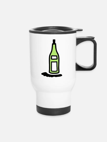 Flasche Weinflasche - V2 - Thermobecher mit Tragegriff - Weiß