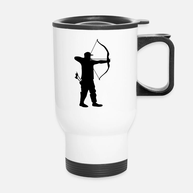 Archer tir à l’arc avec un cuisiniers à flèche - Tasse isotherme avec poignée - blanc