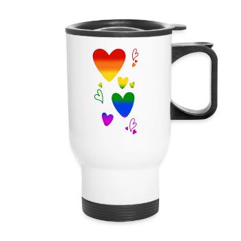 Love is Love LGBTQ Pride Amour Fierté Coeur - Tasse isotherme avec poignée - blanc - Devant