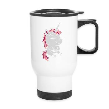 Bande dessinée petite licorne assise - Tasse isotherme avec poignée - blanc - Devant