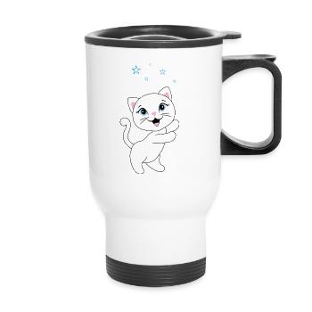 Chaton attrape des étoiles - Tasse isotherme avec poignée - blanc - Devant
