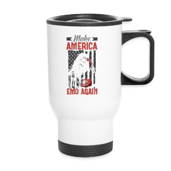 Emoticon Make America Emo Again Emocore Aesthetic - Thermobecher mit Tragegriff - Weiß - Vorne