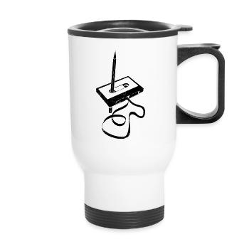 Cassette - Ruban Wrap - Bande Magnétique - Tasse isotherme avec poignée - blanc - Devant