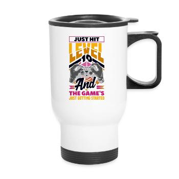 Funny Gamer 10th Birthday Boy Teen Gamer Level 10 - Thermal mug with handle - white - Front