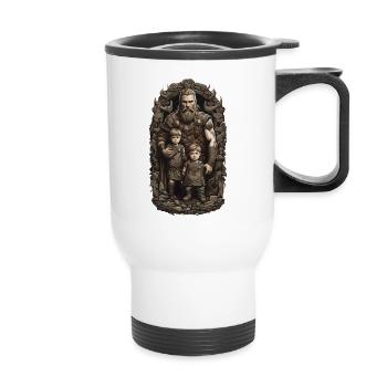 Nordischer Wikinger Papa Krieger Vatertag Design - Thermobecher mit Tragegriff - Weiß - Vorne